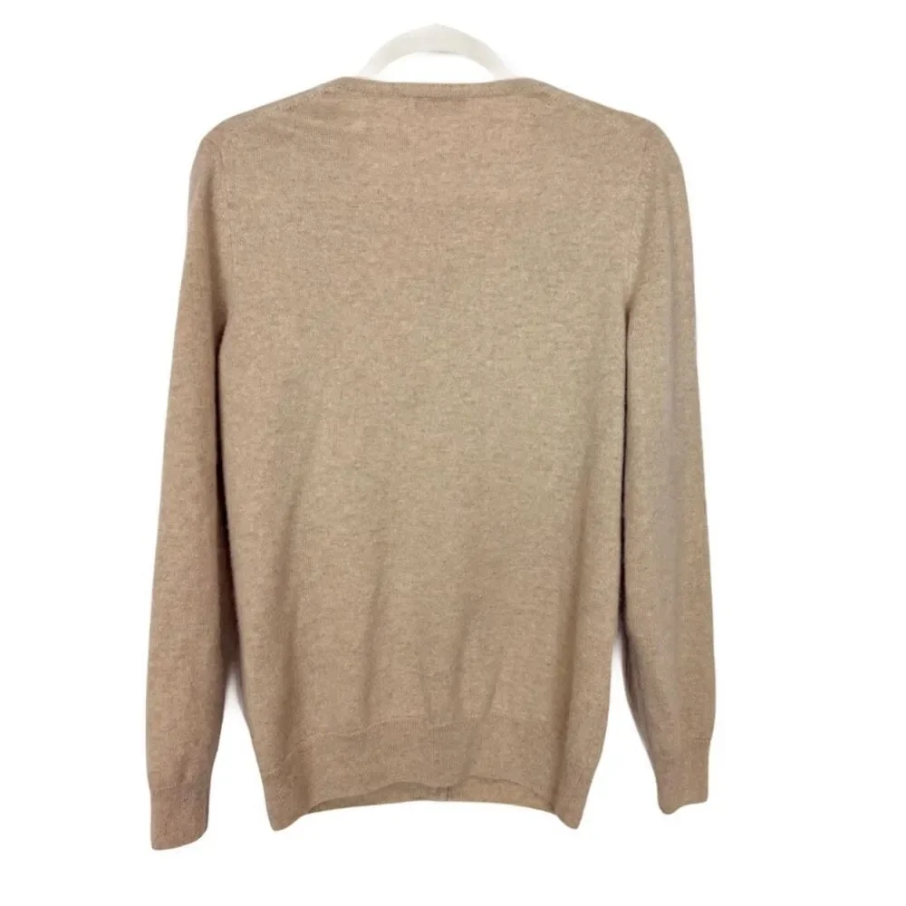 JENNIE LIU Women's 100% Cashmere Button Long Sleeve Crewneck Cardigan Sweater Oa